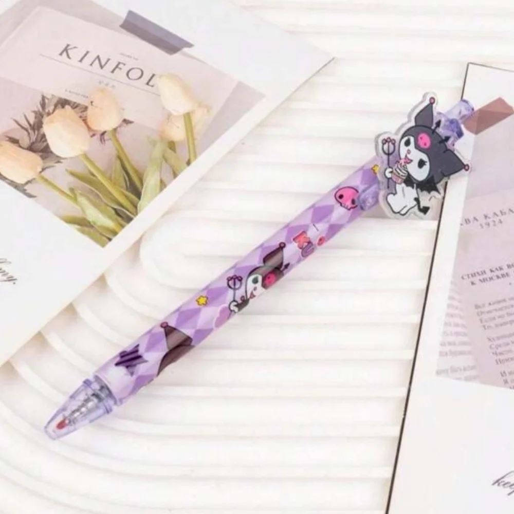Set of 6, Hello Kitty & Friends Pens Sanrio Kuromi Melody Pom Cinnamoroll
